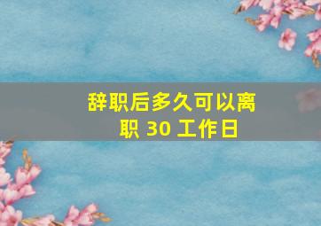 辞职后多久可以离职 30 工作日